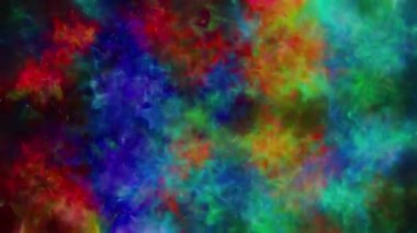Soyut hareket arkaplanı renkli parçacıklar parlıyor. Kusursuz 4K döngü videosu.