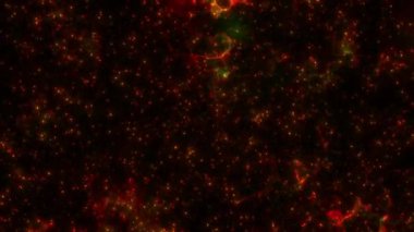 Soyut hareket arkaplanı renkli parçacıklar parlıyor. Kusursuz 4K döngü videosu.