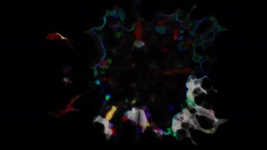 Soyut hareket arkaplanı renkli parçacıklar parlıyor. Kusursuz 4K döngü videosu.