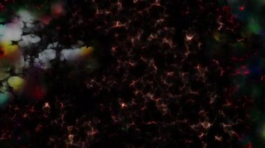 Soyut hareket arkaplanı renkli parçacıklar parlıyor. Kusursuz 4K döngü videosu.