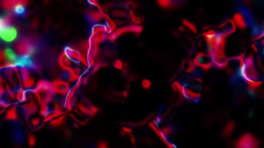 Soyut hareket arkaplanı renkli parçacıklar parlıyor. Kusursuz 4K döngü videosu.