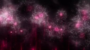 Soyut hareket arkaplanı renkli parçacıklar parlıyor. Kusursuz 4K döngü videosu.