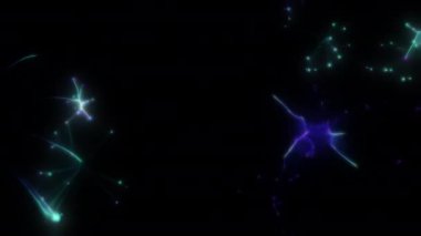 Soyut hareket arkaplanı renkli parçacıklar parlıyor. Kusursuz 4K döngü videosu.
