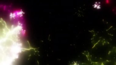 Soyut hareket arkaplanı renkli parçacıklar parlıyor. Kusursuz 4K döngü videosu.
