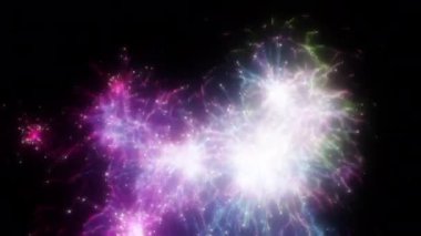 Soyut hareket arkaplanı renkli parçacıklar parlıyor. Kusursuz 4K döngü videosu.