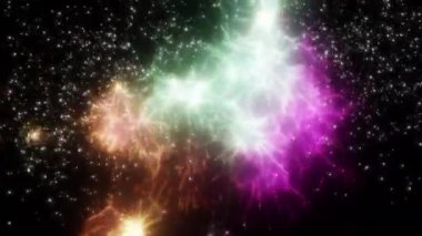 Soyut hareket arkaplanı renkli parçacıklar parlıyor. Kusursuz 4K döngü videosu.