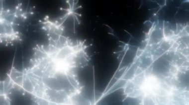 Soyut hareket arkaplanı renkli parçacıklar parlıyor. Kusursuz 4K döngü videosu.