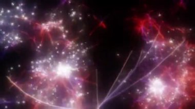 Soyut hareket arkaplanı renkli parçacıklar parlıyor. Kusursuz 4K döngü videosu.
