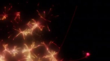 Soyut hareket arkaplanı renkli parçacıklar parlıyor. Kusursuz 4K döngü videosu.