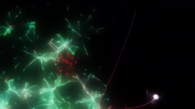 Soyut hareket arkaplanı renkli parçacıklar parlıyor. Kusursuz 4K döngü videosu.