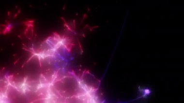 Soyut hareket arkaplanı renkli parçacıklar parlıyor. Kusursuz 4K döngü videosu.