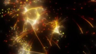 Soyut hareket arkaplanı renkli parçacıklar parlıyor. Kusursuz 4K döngü videosu.