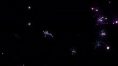 Soyut hareket arkaplanı renkli parçacıklar parlıyor. Kusursuz 4K döngü videosu.