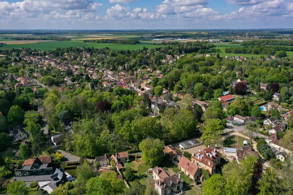 stock image aerial view on the village of Barbizon in Seine et Marne in France