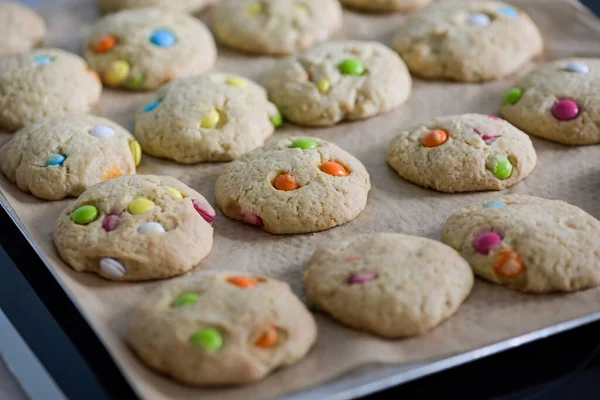 Vue Des Délicieux Cookies Smartie Faits Maison — Photo