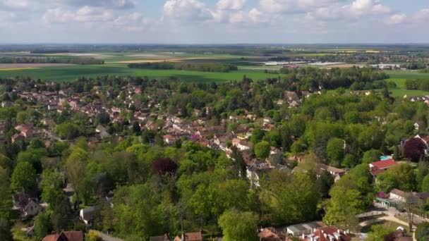 Vista Aérea Sobre Aldeia Barbizon Seine Marne — Vídeo de Stock