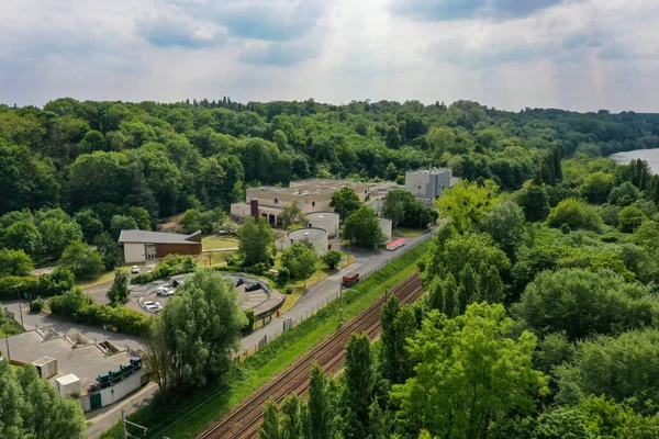 stock image aerial view on a wastewater treatment plant in Seine et Marne in France