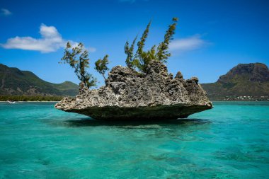 Hint Okyanusu 'ndaki Mauritius' taki kristal kayanın görüntüsü