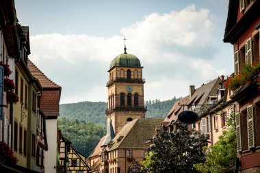 View on the city of Kaysersberg in Alsace in France clipart