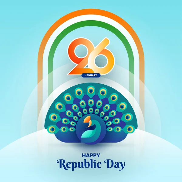 День Республики Индия Фон Художественные Работы Павлином Индийским Флагом Баннера — стоковый вектор