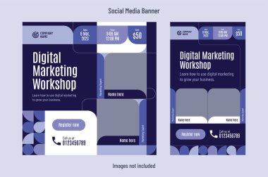 Dijital pazarlama online atölye sosyal medya bayrak vektör tasarım şablonu