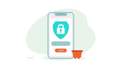 Düz tasarım tarzında mobil güvenlik canlandırma videosu