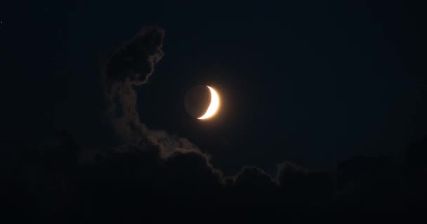 Временной Интервал Прекрасная Луна Облаках Ночью — стоковое видео
