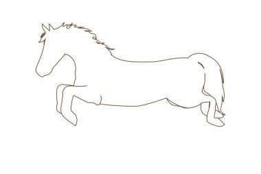 Beyaz arka planda izole edilmiş siyah bir atın vektör çizimi. Binicilik sporları, hayvancılık ve veterinerlik teması