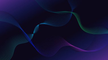 4K çözünürlüğündeki gelecekteki soyut neon dalgaları. Koyu mor arka planda dinamik dalgalı desen. Sanal gerçeklik kavramı. Masaüstü duvar kağıdı, afiş, poster, web sitesi, arkaplan.