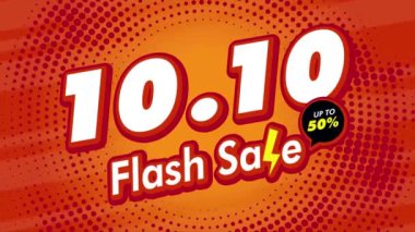 10.10 Ekim 'de turuncu arka planda alışveriş reklamı için teklif kampanyası videosu. İnternet, sosyal medya, online alışveriş ilanları