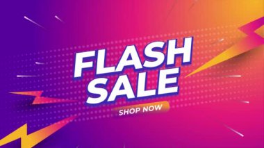 Günbatımı gradyan arka planında alışveriş reklamı için flaş satış kampanyası videosu. Şimdi alışveriş düğmesi. İnternet, sosyal medya, online alışveriş ilanları