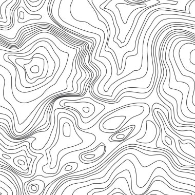 Kusursuz topografik hat haritası kalıbı. Duvar kağıdı, arkaplan, pankart için soyut siyah ve beyaz dalgalı döngü çizgisi arkaplanı.