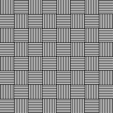 Kusursuz dokuma çizgileri deseni. Grid geometrik siyah beyaz arka plan. Soyut rattan tasarım ögeleri.