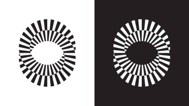 İmkansız daire çizimi geometrik şekli. Mobius göz yanılsaması ile sarmal siyah ve beyaz çizgiler.