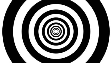 Spiral siyah ve beyaz göz yanılsaması, hipnotik tekrarlayan daireler..