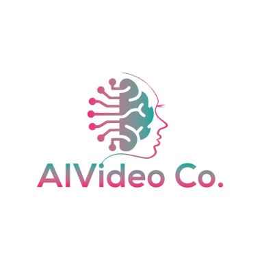 AIVideo Co. logosu teknoloji ve yaratıcılığı harmanlayarak akıllı video çözümlerini sembolize eder. Yapay zeka destekli video platformları, medya girişimleri veya dijital yapım şirketleri için mükemmeldir..