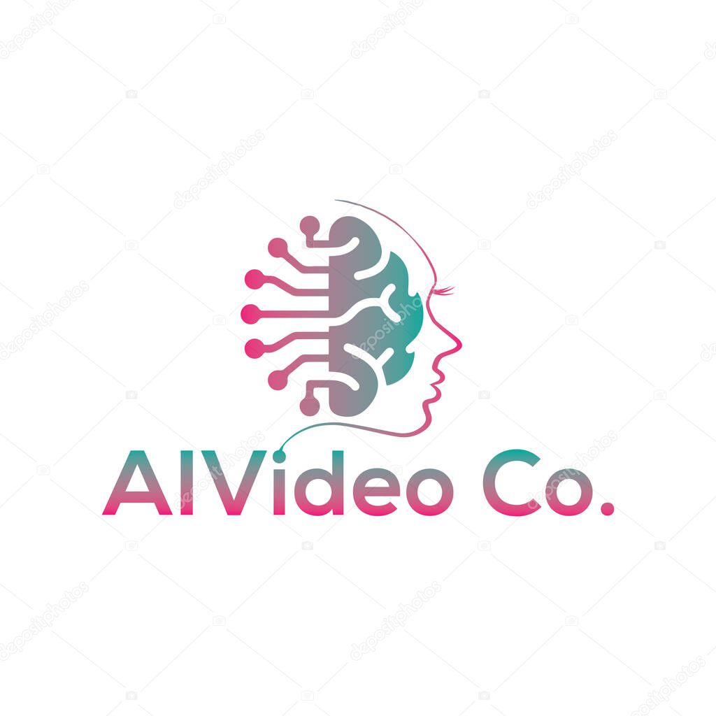 The AIVideo Co. logo blends technology and creativity, symbolizing smart video solutions. It is perfect for AI powered video platforms, media startups, or digital production companies.