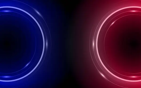 Render Roter Und Blauer Neon Rundrahmen Auf Schwarzem Hintergrund Kreis — Stockvektor