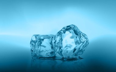 Eriyen mavi buz küpünün gerçekçi vektör çizimi.