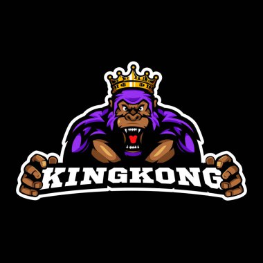 Kingkong Goril esport maskot logosu tasarım illüstrasyon vektörü