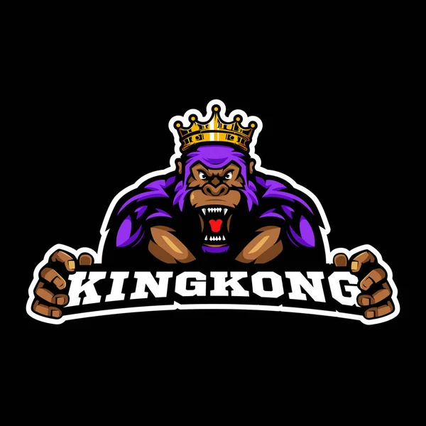 Kingkong Gorilla Ігровий Вектор Дизайну Логотипу Талісмана — стоковий вектор