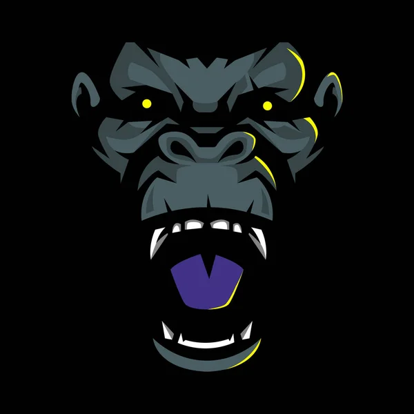 Angry Gorilla Mascot Illustration Vector Isolated Black Background — Stock Vector