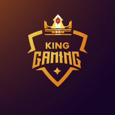 Rozet, amblem ve tişört baskısı için modern illüstrasyon tarzına sahip Kral logosu tasarımı. Takım oyun esportu için Crown illüstrasyon