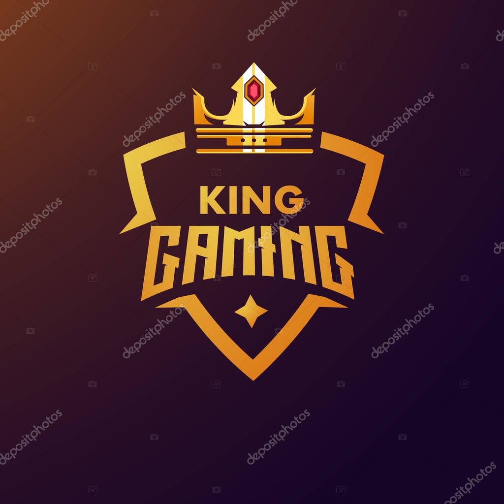 King logo design with modern illustration concept style for badge, emblem and t-shirt printing. Crown illustration for team gaming esport
