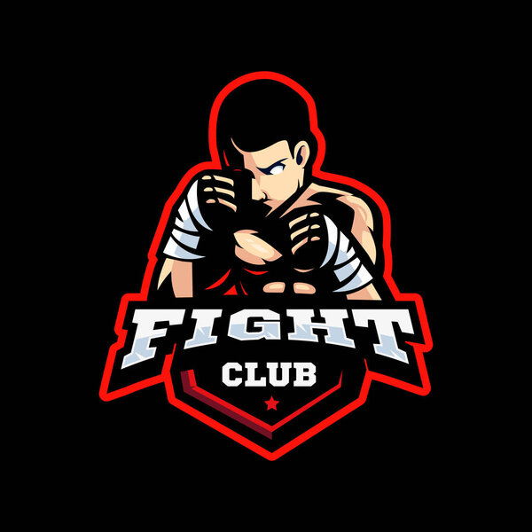 Illustration of Fighter for sport logo, fight club, team 