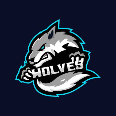 Kızgın Kurt esport logo tasarım vektörü