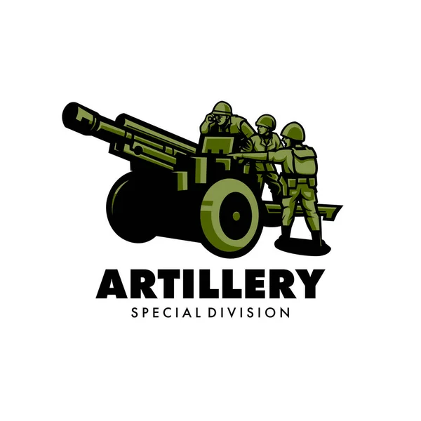 Artillería División Especial Logotipo Ilustración Vector Blanco — Vector de stock