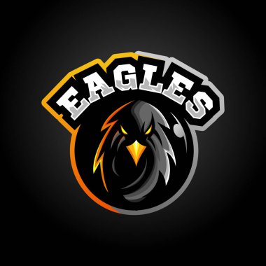 Koyu kartal esport logo tasarımı çizim vektörü