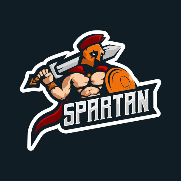 Sparta Essport Jeu Mascotte Logo Illustration Vecteur Chevalier Spartiate Tenant — Image vectorielle