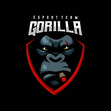 Gorilla esport logo design illustration vector clipart